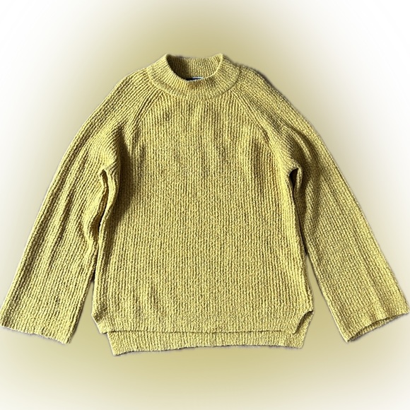 BRAVE SOUL💫Women’s Mustard Yellow Mock Neck Long Sleeve Ribbed Knit Sweater - Picture 1 of 9